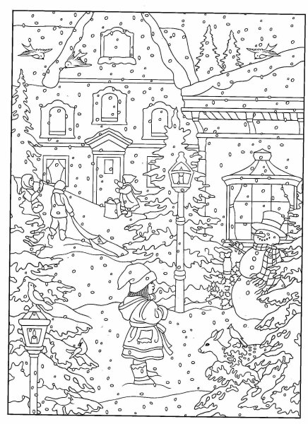 Зимняя раскраска