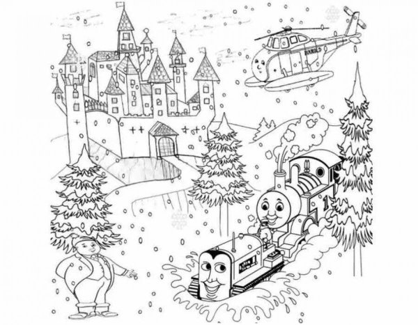 Зимний город раскраска для детей