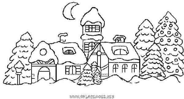 Зимние раскраски новогодний город