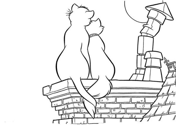 Кот на крыше раскраска