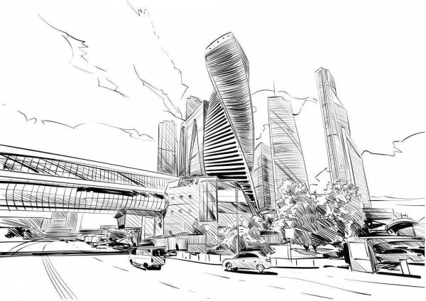 Эскиз современного города