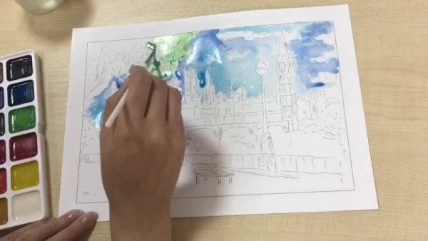 Эскизы раскраски под акварель