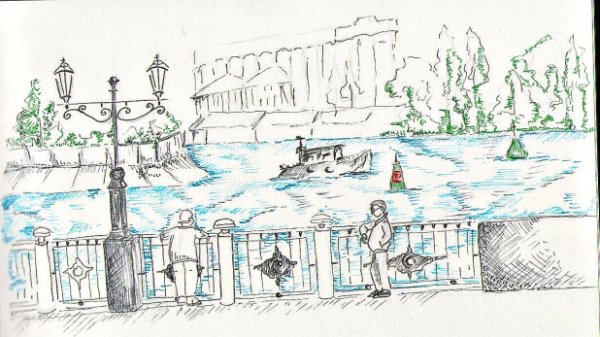 Набережная реки Дон Ростов-на-Дону рисунок