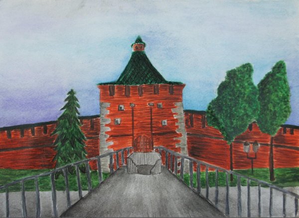 Коромыслова башня Нижегородского Кремля рисунок