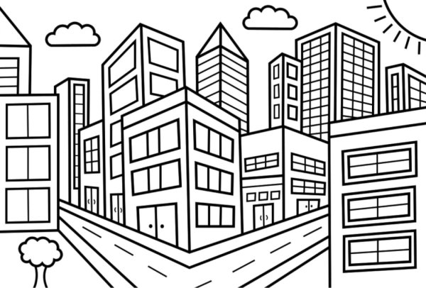 Раскраска город для детей