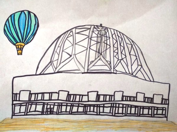 Здание цирка карандашом