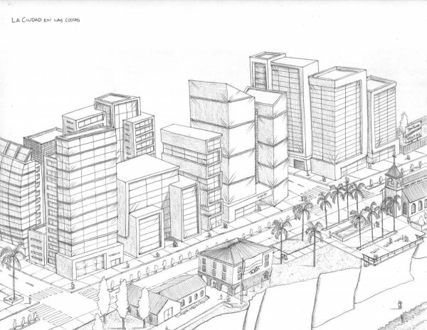 Городские постройки раскраска