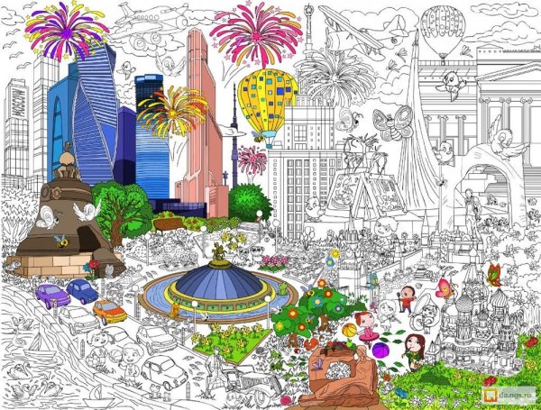 Гигантская раскраска город