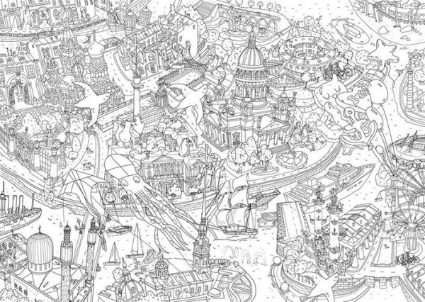 Большие раскраски город