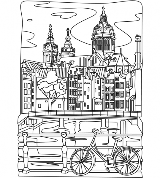 Городской пейзаж раскраска