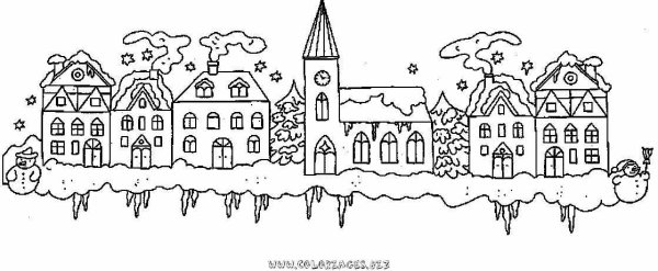 Раскраска зима в городе