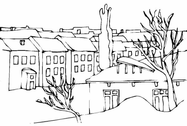 Городской пейзаж раскраска для детей