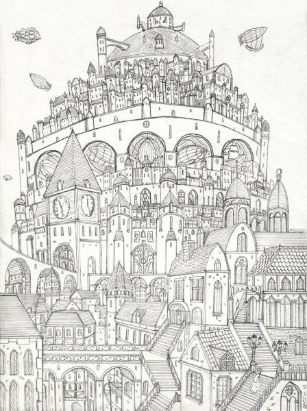 Раскраски для взрослых замок