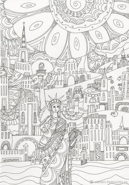 Раскраска антистресс город