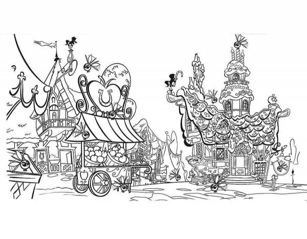 Раскраска сказочный городок