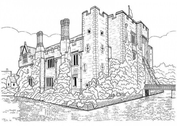 Средневековый замок раскраска