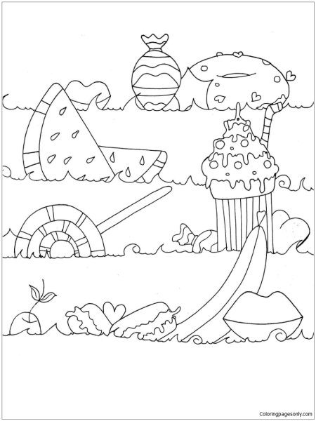 Раскраска мир сладостей