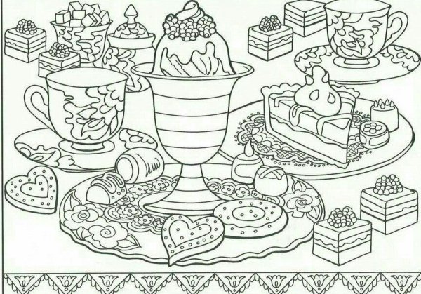 Праздничный стол раскраска для детей