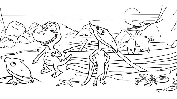 Команда Дино раскраска