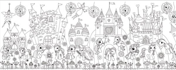 Замок пони раскраска