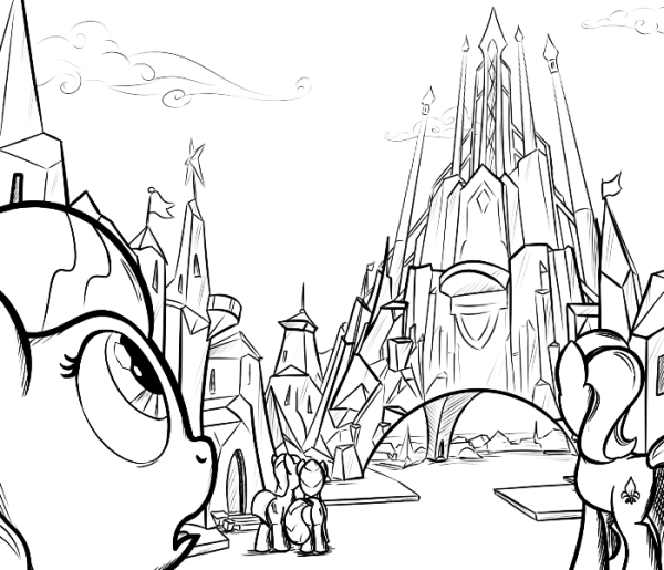 Замок пони раскраска