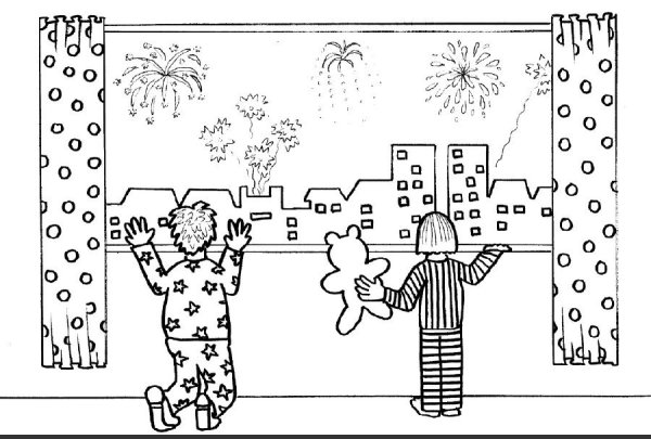 Праздничный город раскраска