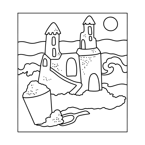 Замок из песка рисунок для детей