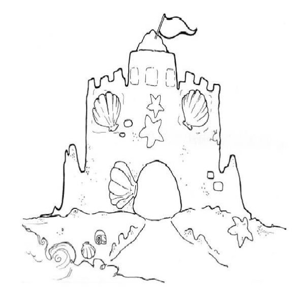 Замок из песка раскраска для детей