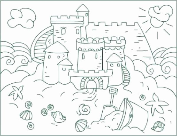 Песочный замок раскраска