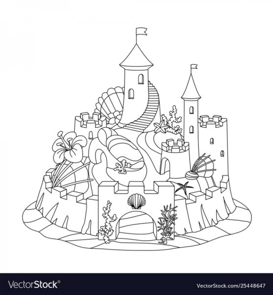 Песчаный замок раскраска