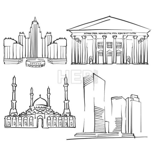 Раскраска город Астана для детей