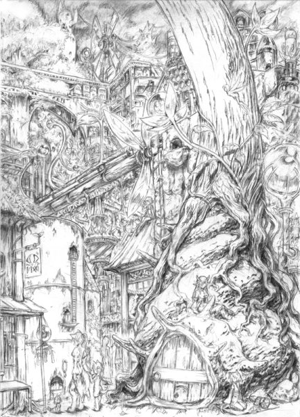 Аниме пейзаж рисунок карандашом