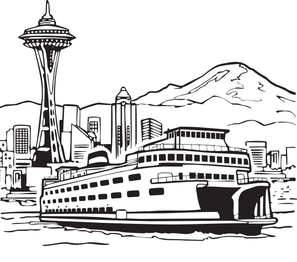 Круизный лайнер вектор чб