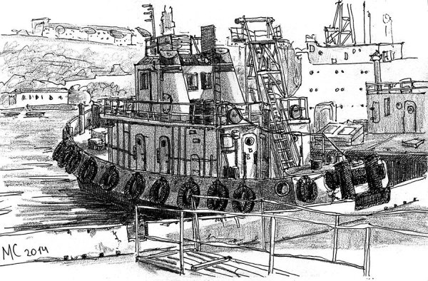 Баркас рисунок карандашом