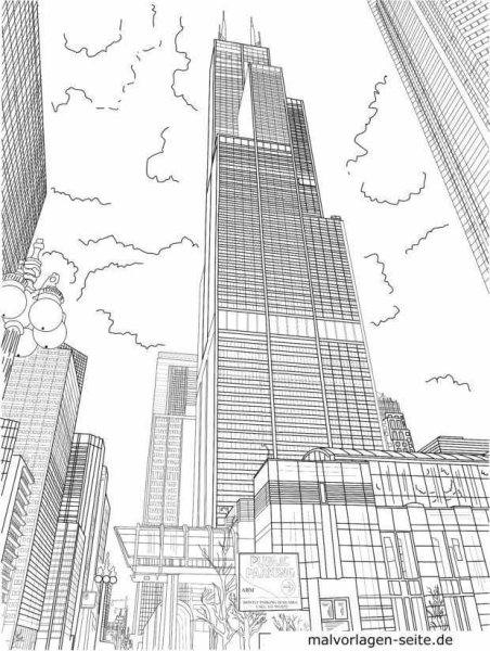 Раскраска город с небоскребами