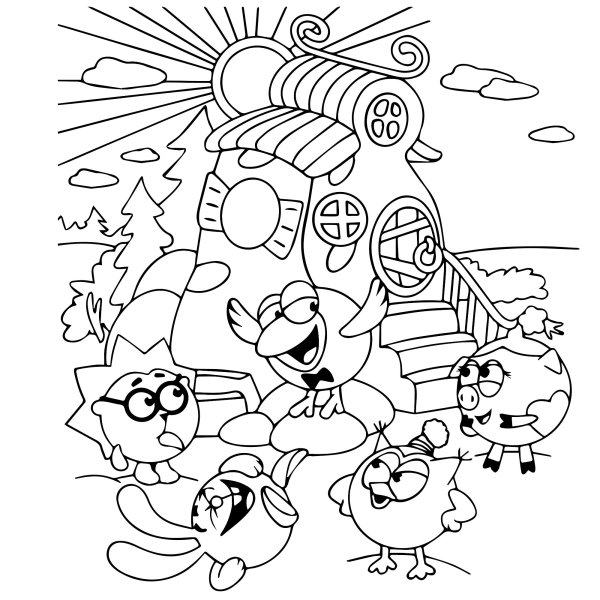 Смешарики раскраска для детей