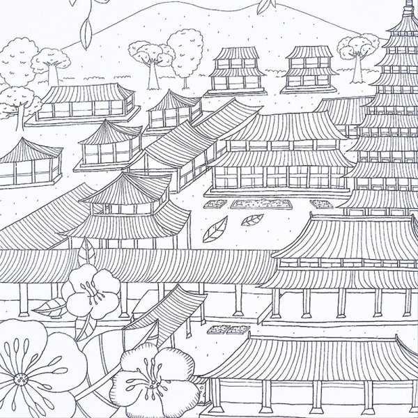 Раскраска Япония город