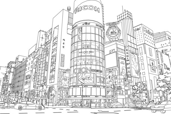 На улицах Токио раскраска буква ленд