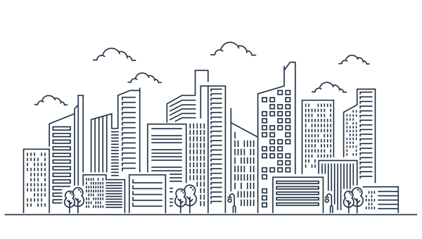 Город из линий вектор