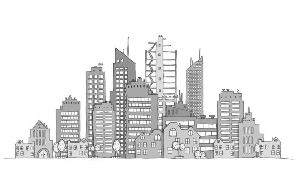 Контурное изображение города