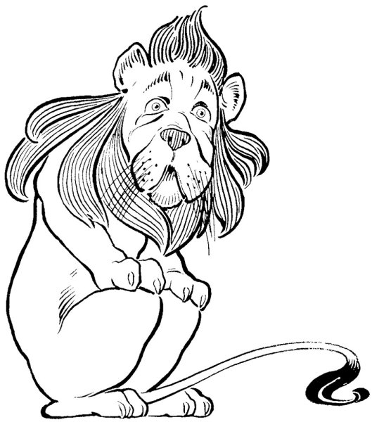 Раскраска волшебник изумрудного города для детей Лев