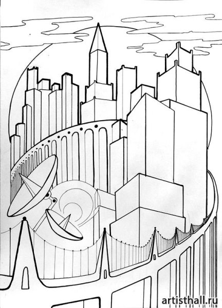 Город будущего карандашом