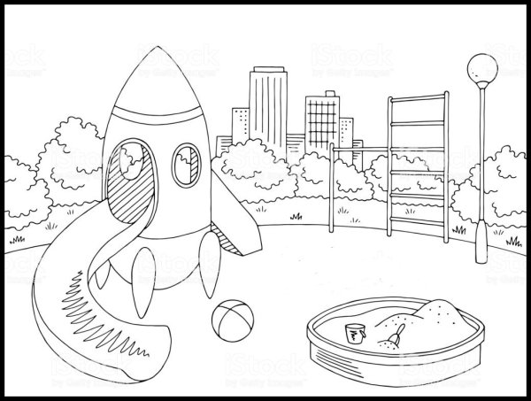 Раскраска детская площадка в городе