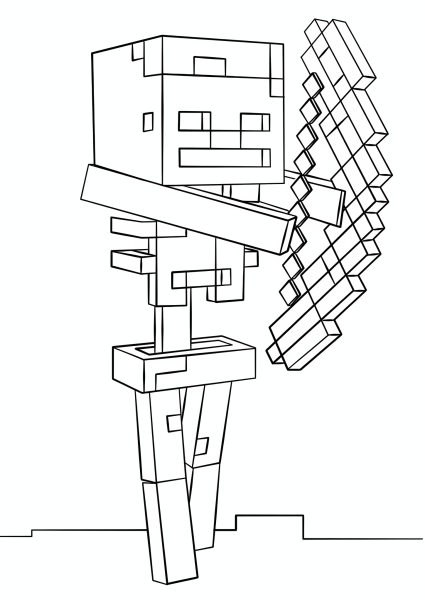 Раскраска майнкрафт скелет
