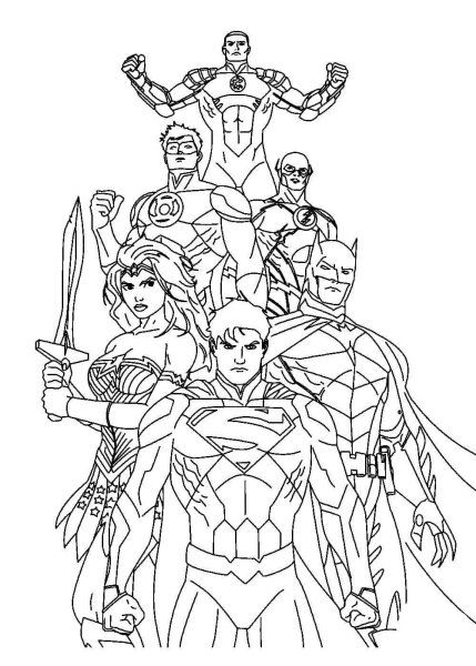 Раскраска команда лига справедливости