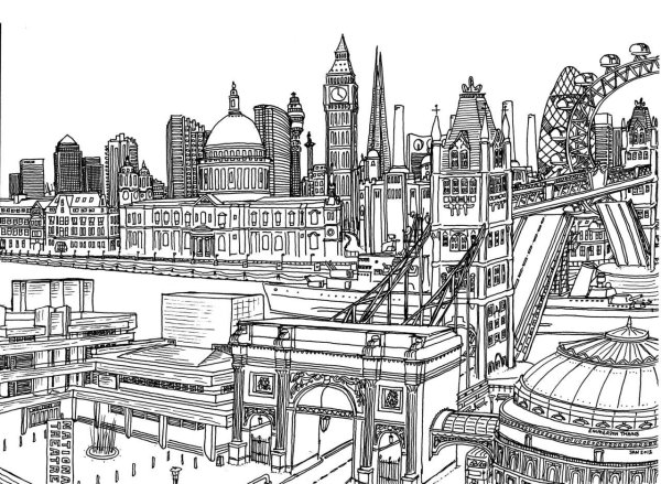 Город Лондон раскраска