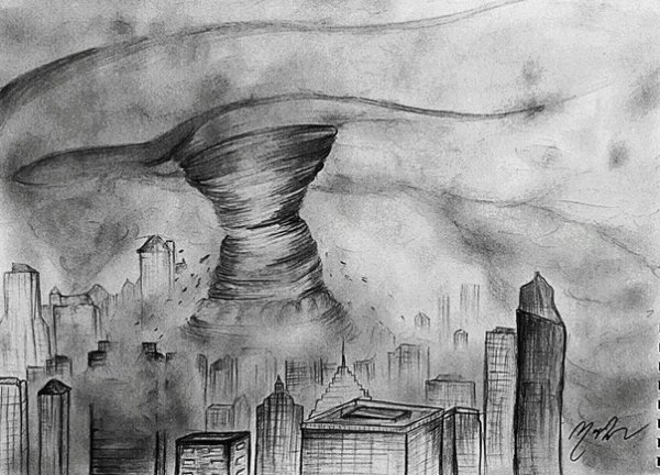 Торнадо нарисовать карандашом