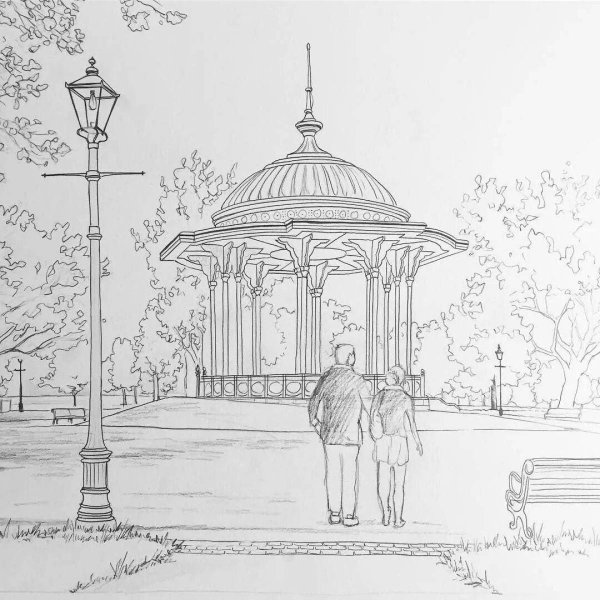 Ротонда Киров Александровский парк рисунок карандашом