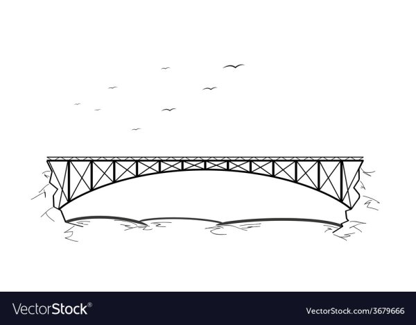 Эскиз моста через реку