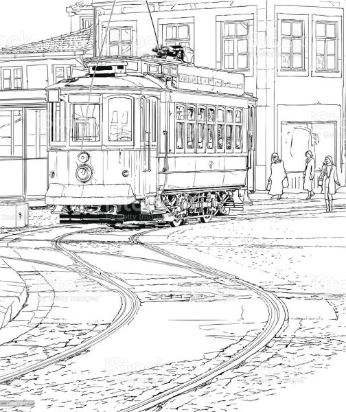 Трамвай раскраска для детей